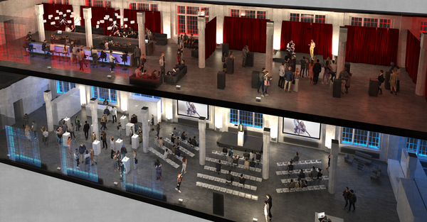 Papiersaal und Folium, Raumübersicht, Illustration, im Profil 