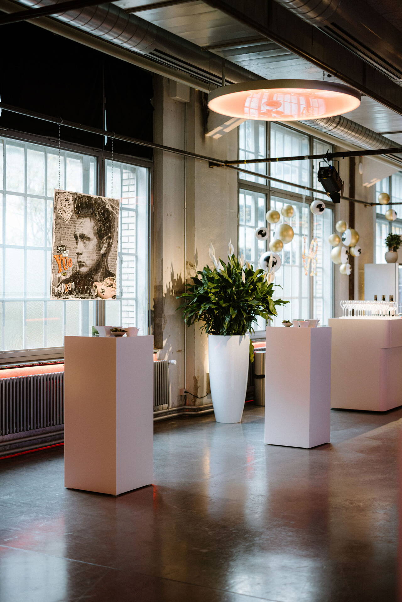 Branding in the Folium, decoration Branding in the Folium, columns, white surfaces, event creation