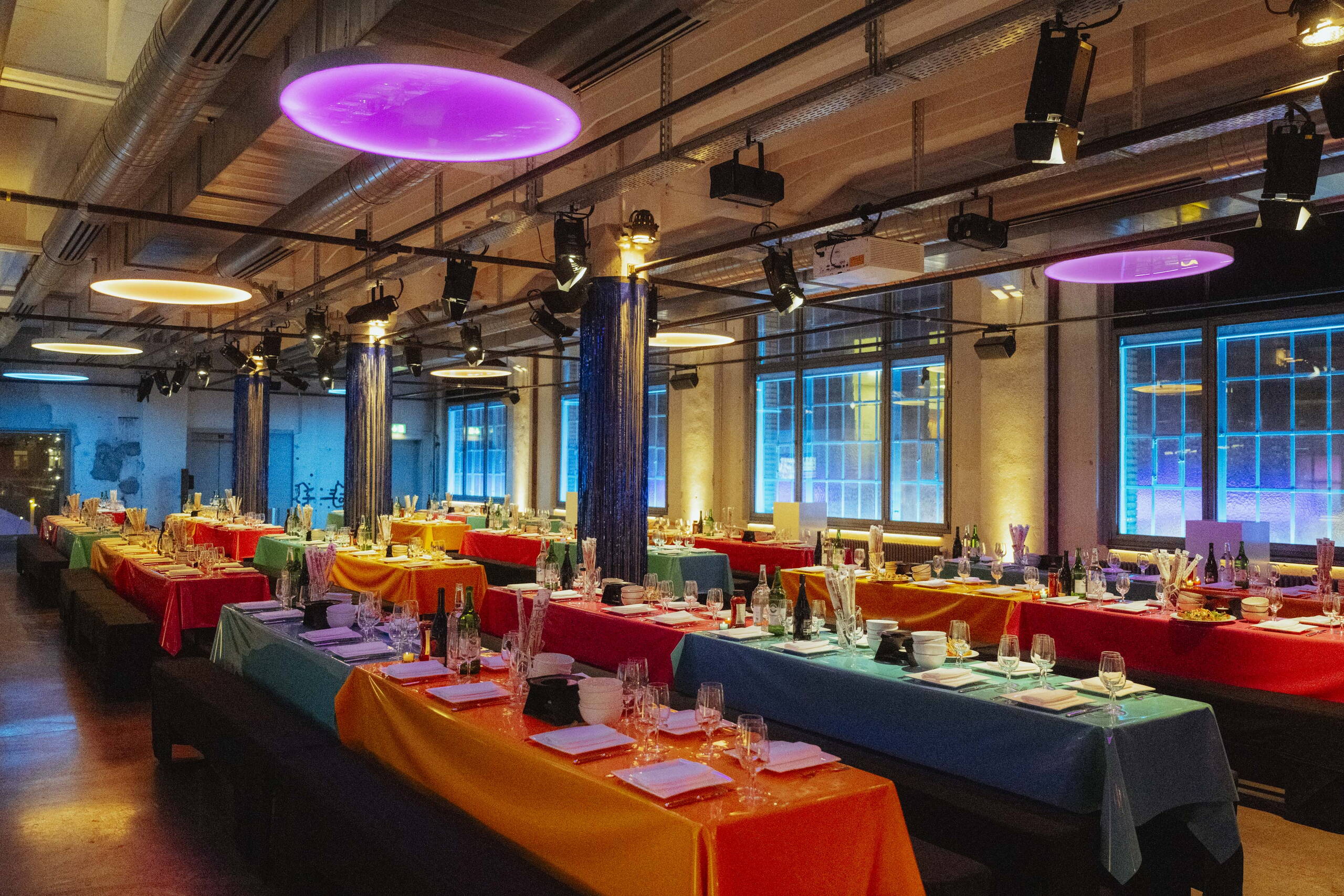 Christmas party 2000 party at Folium Table setting, decoration, colorful, without people